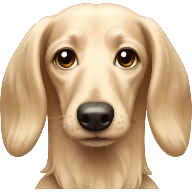 pale cream long haired wiener dog  emoji
