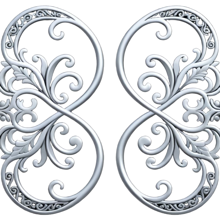 Black and silver filigree page divider, 3D, extremely detailed design emoji