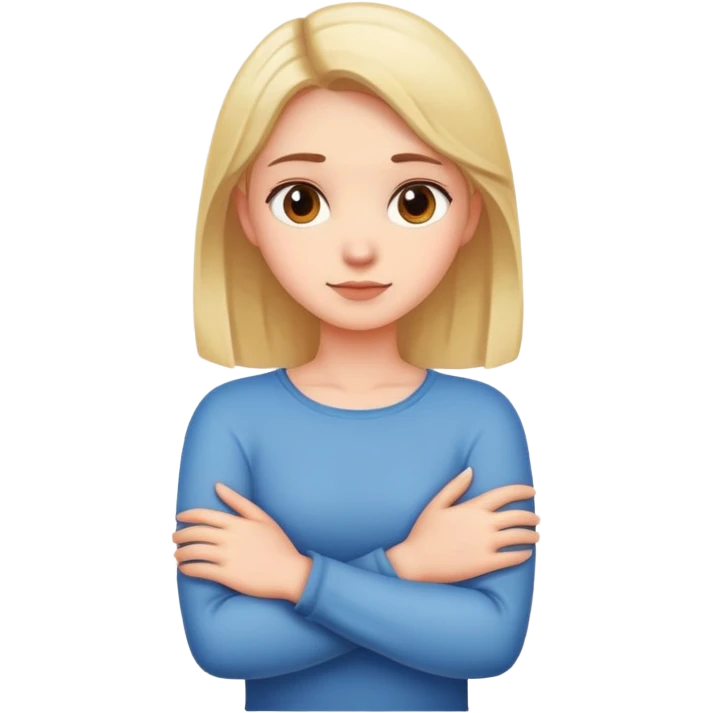 A girl have her arms crossed around her neck emoji