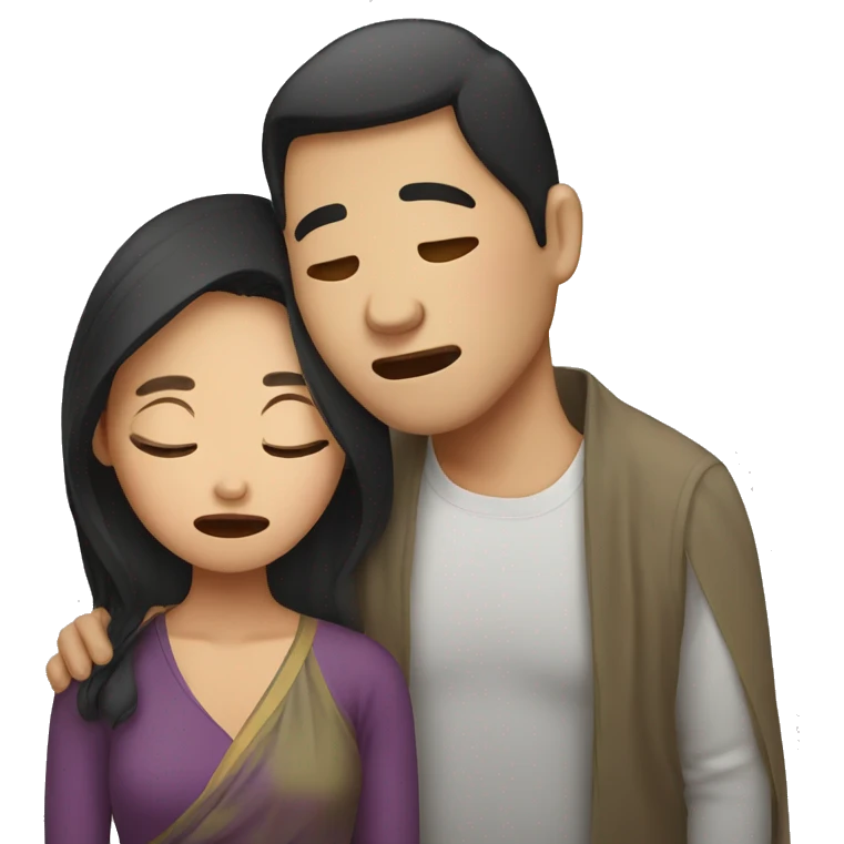 Thai woman and husband crying emoji