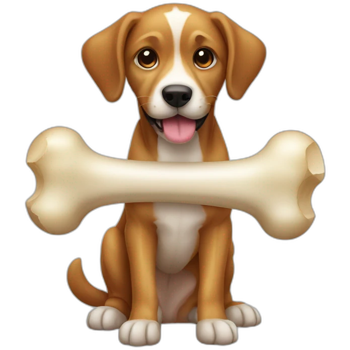 Cute dog with really big bone emoji