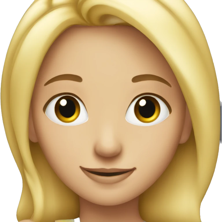 blonde girl with a smile emoji