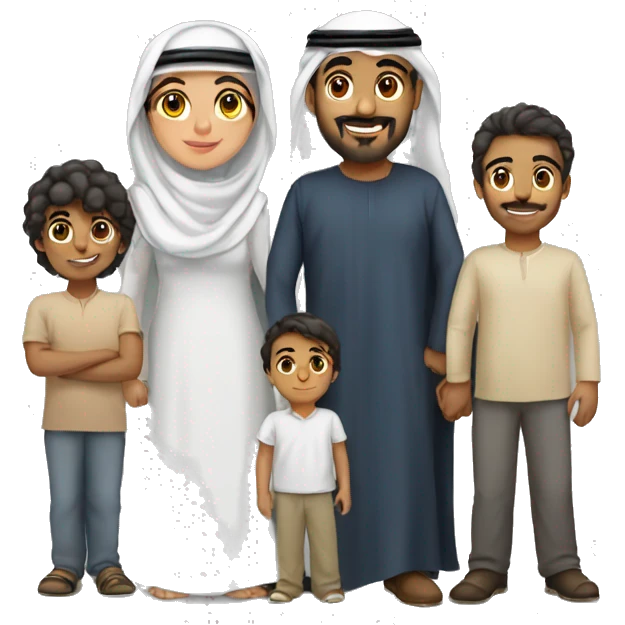 kuwaiti family with two parents and two kids emoji