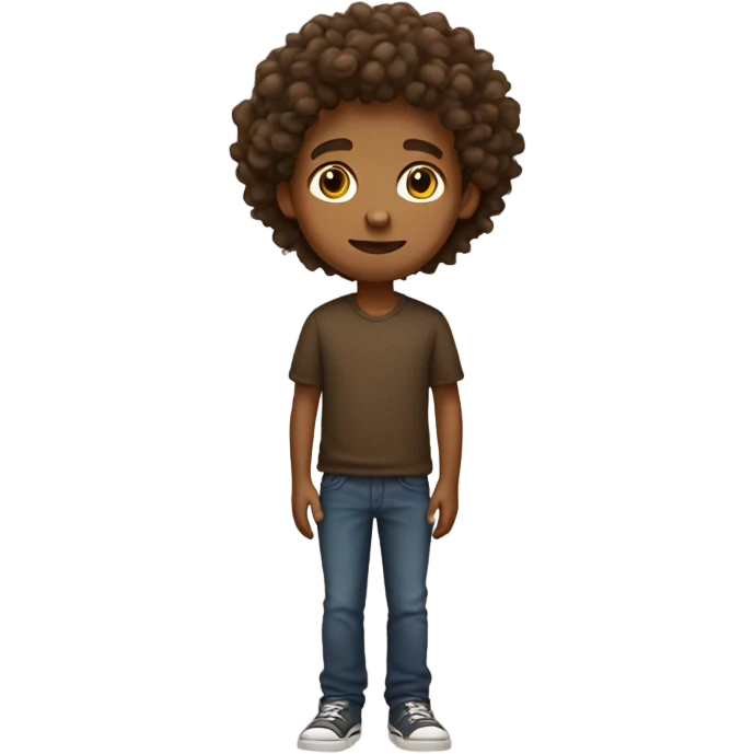 brown boy with curly hair full body emoji