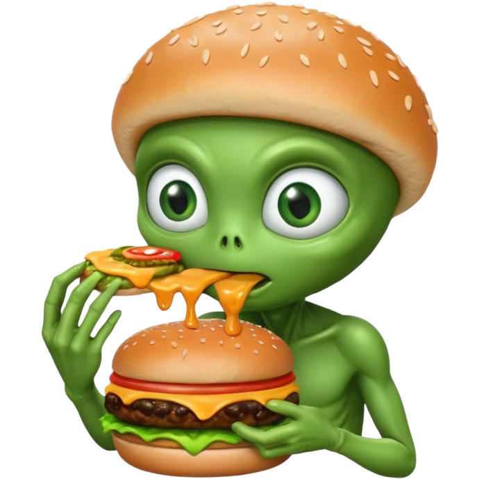 Alien eating burger emoji