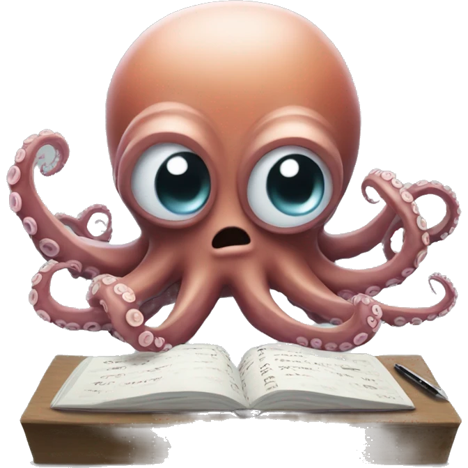 octopus writing codes emoji