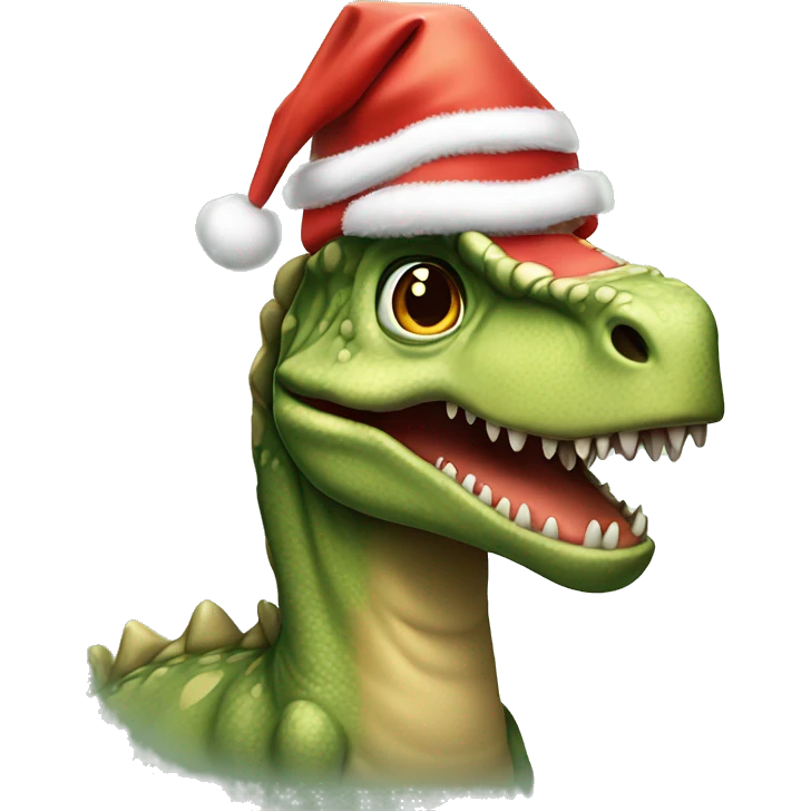 Dinosaurio con gorro navideño emoji