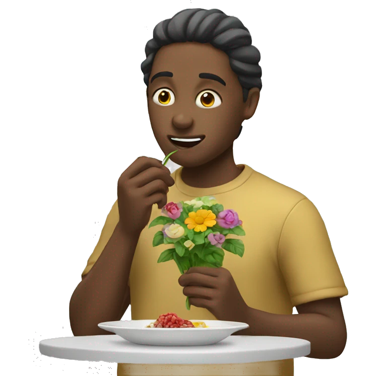 Persons eating flower emoji