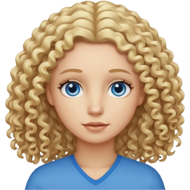 Curly blond blue eyes. Long hair cool beige blond. Longer hair emoji