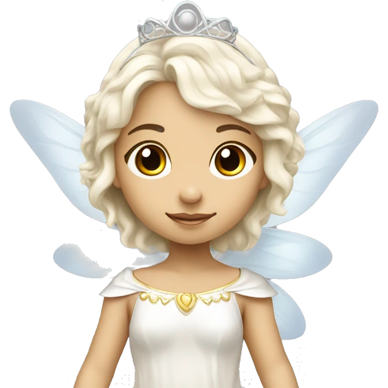 Peruvian white fairy child princess with tiara and wings black Jaír emoji