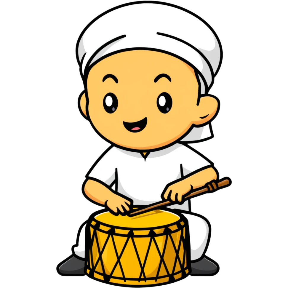 cartoon character playing a sahur drum, festive mood emoji