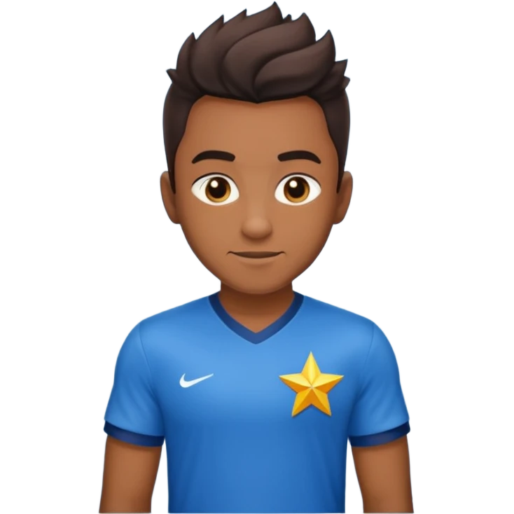 Raposa vestindo uma camisa azul com a constelação 5 estrelas na camisa emoji