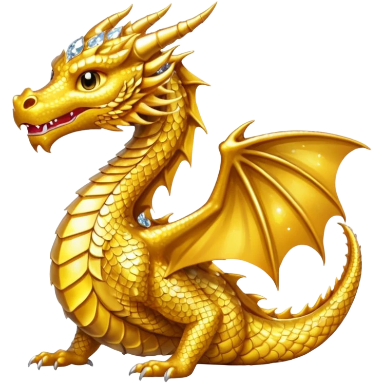 Gold dragon with diamonds emoji