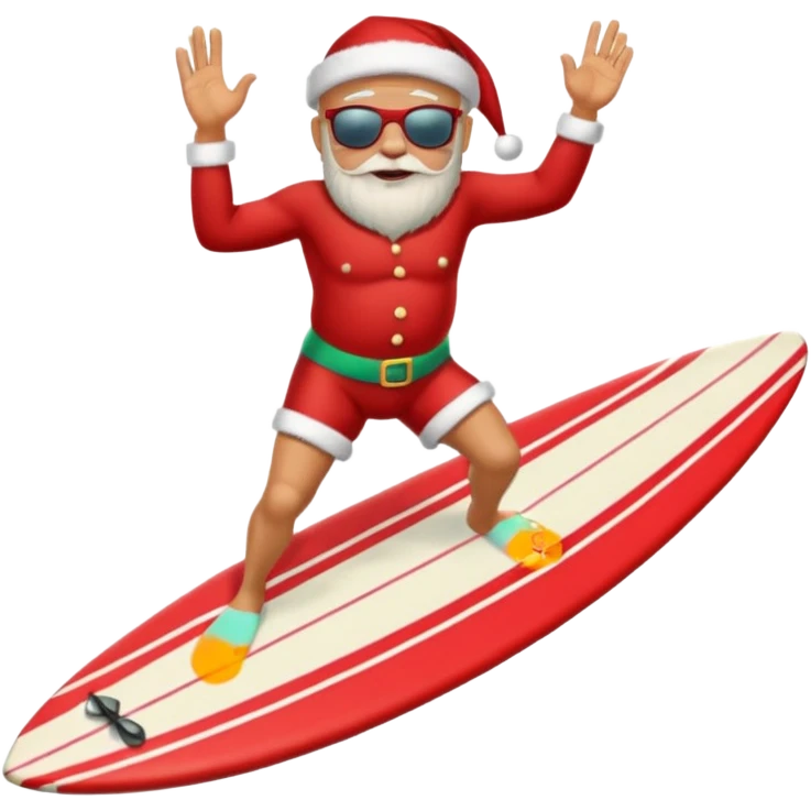 santa on a surfboard emoji