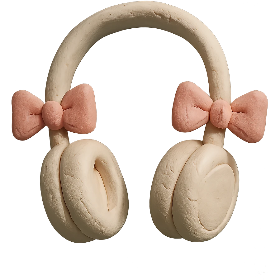 white headphones with pink bows emoji