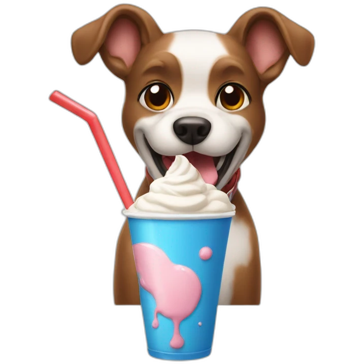 Dog drinking milkshake emoji