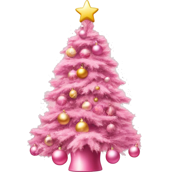Pink Christmas tree with ornaments ￼ emoji