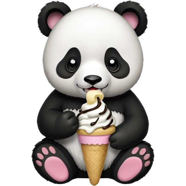 Panda eating ice cream emoji