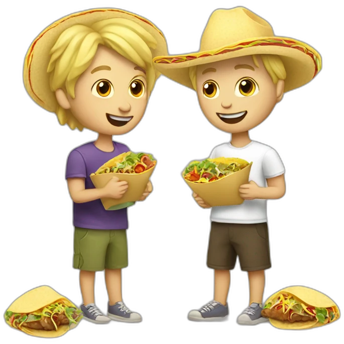 Blond man and cat eating tacos emoji