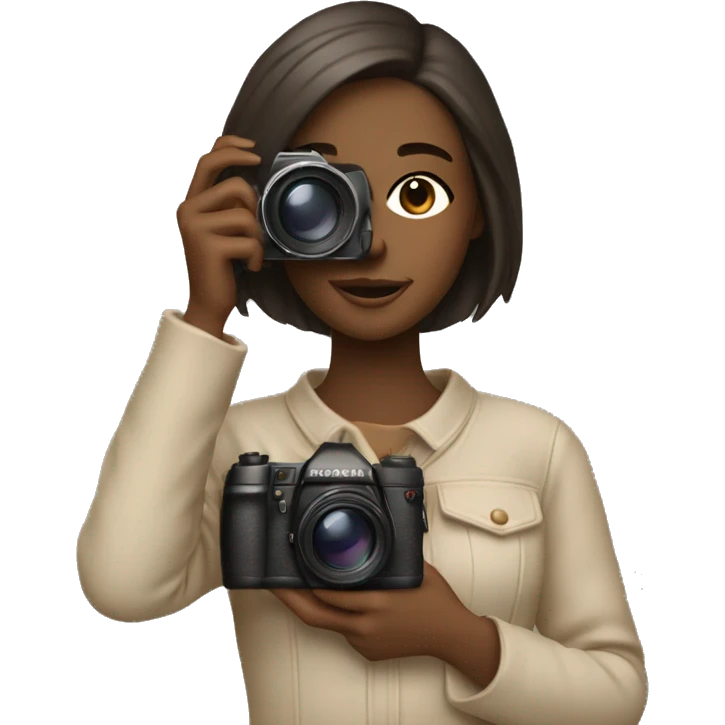 An aesthetic girl photographer holding a camera (in beige, neutral tones) emoji