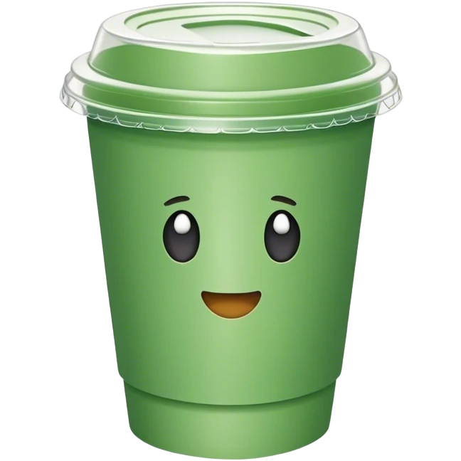 green paper small cup with transparent plastic lid on top emoji