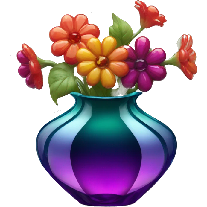 glossy jewel toned glass vase  emoji