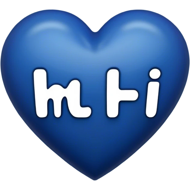 Dark blue heart with the words hi in the middle  emoji