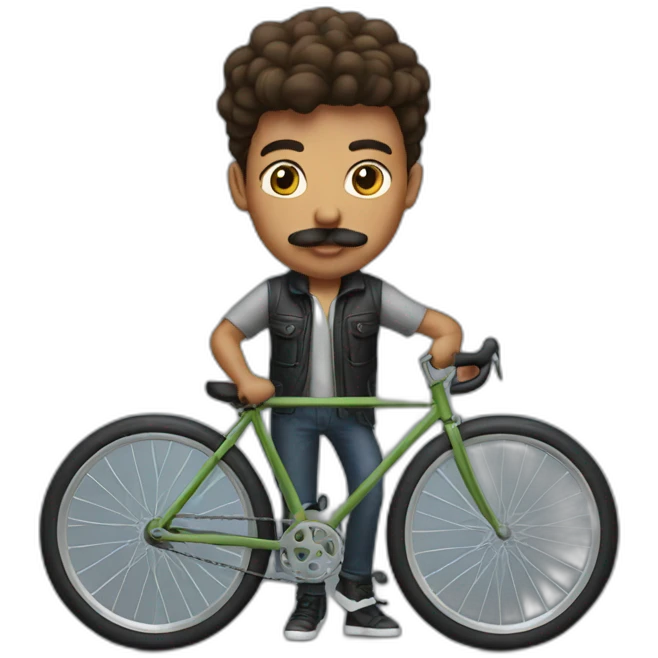 young Man with moustache on a bike emoji