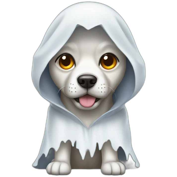 Dog in a ghost costume emoji