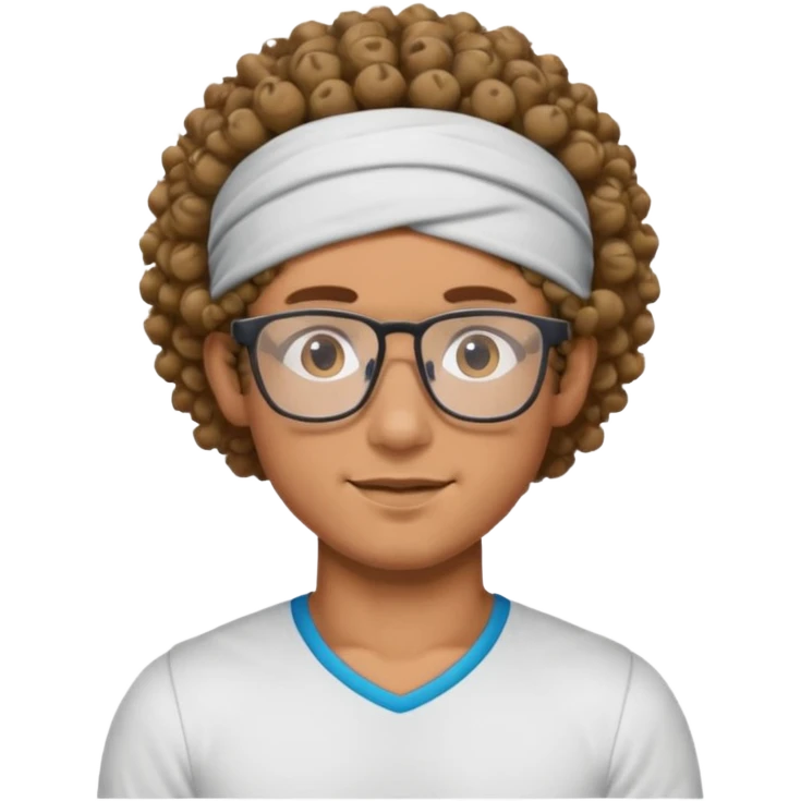 curly guy with headband and glassess athlete emoji