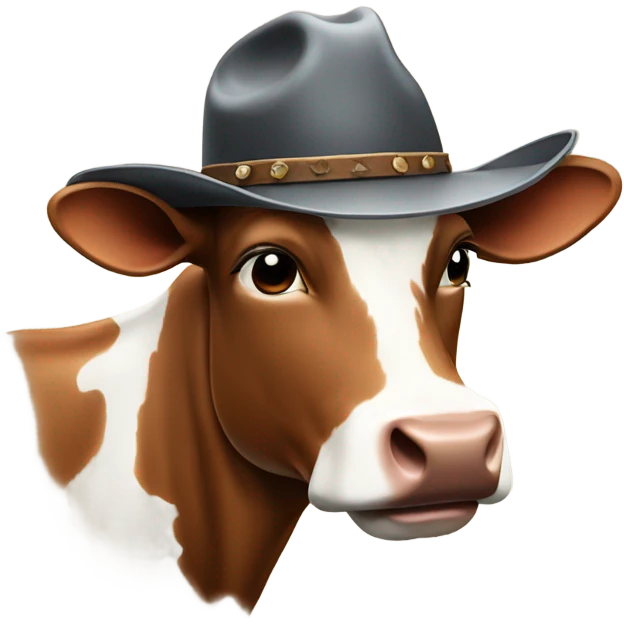 Cow wearing a cow boy hat emoji