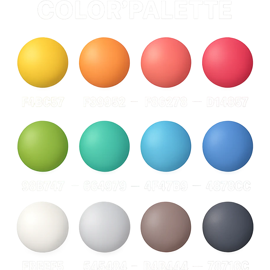 {
  "title": "3D Skeuomorphic Emoji Icon Schema",
  "type": "object",
  "properties": {
    "object": {
      "type": "string",
      "description": "Name of the object to be represented (e.g., 'money bag', 'camera', 'pizza')."
    },
    "style": {
      "type": "string",
      "enum": ["3D skeuomorphic emoji"],
      "description": "Visual style to be used for rendering."
    },
    "materials": {
      "type": "object",
      "properties": {
        "base": {
          "type": "string",
          "description": "Primary material texture, e.g., 'smooth cloth', 'metallic', 'plastic'."
        },
        "details": {
          "type": "array",
          "items": { "type": "string" },
          "description": "Secondary materials or embellishments (e.g., rope, buttons, stitching)."
        }
      }
    },
    "colors": {
      "type": "object",
      "properties": {
        "baseColor": {
          "type": "string",
          "description": "Main color of the object (e.g., '#F5DEB3' for a beige sack)."
        },
        "accentColors": {
          "type": "array",
          "items": { "type": "string" },
          "description": "Accent or highlight colors (e.g., yellow for dollar sign)."
        }
      }
    },
    "lighting": {
      "type": "object",
      "properties": {
        "type": {
          "type": "string",
          "enum": ["soft", "ambient", "studio"],
          "description": "Lighting type used to shade and define volume."
        },
        "shadows": {
          "type": "boolean",
          "description": "Indicates if soft drop shadows are used."
        }
      }
    },
    "geometry": {
      "type": "object",
      "properties": {
        "dimensionality": {
          "type": "string",
          "enum": ["3D"],
          "description": "Indicates that object is rendered in 3D."
        },
        "roundedEdges": {
          "type": "boolean",
          "description": "Indicates if object has smooth, rounded edges."
        }
      }
    },
    "expression": {
      "type": "string",
      "enum": ["playful", "realistic", "friendly"],
      "description": "Overall emotional tone of the icon."
    },
    "background": {
      "type": "string",
      "enum": ["transparent", "white", "gradient"],
      "description": "Background type for the rendered emoji."
    }
  },
  "required": ["object", "style", "materials", "colors", "lighting", "geometry", "expression", "background"]
}

color palette emoji