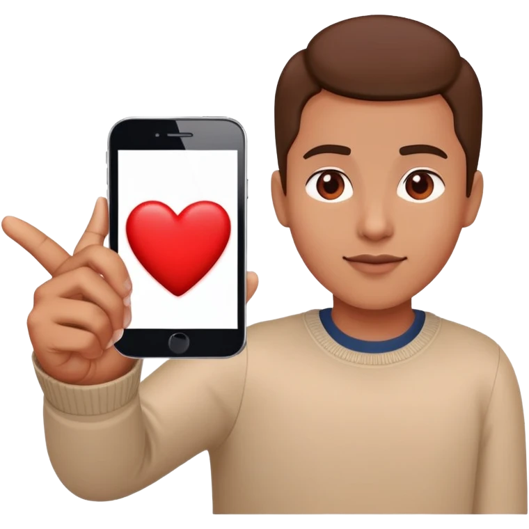 Click on the heart with your thumb on a cellphone  emoji