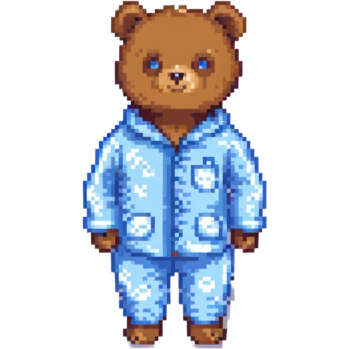 bear in blue pajamas pixel art emoji