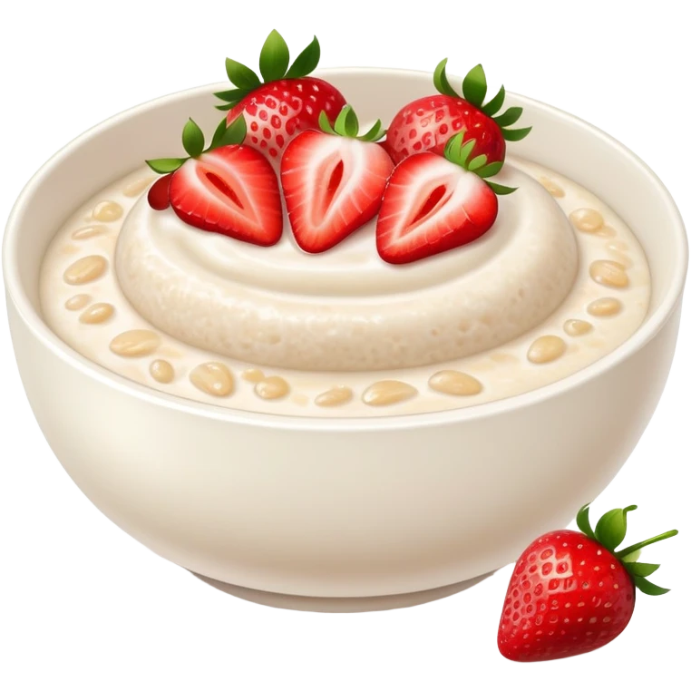 bowl of porridge with fresh strawberries emoji