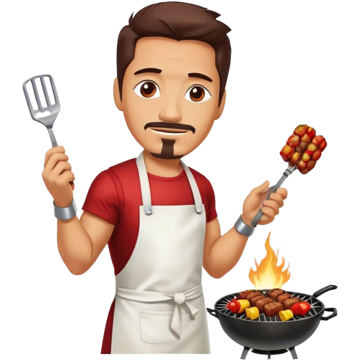 Iron Man is grilling shashlik at the barbecue. emoji