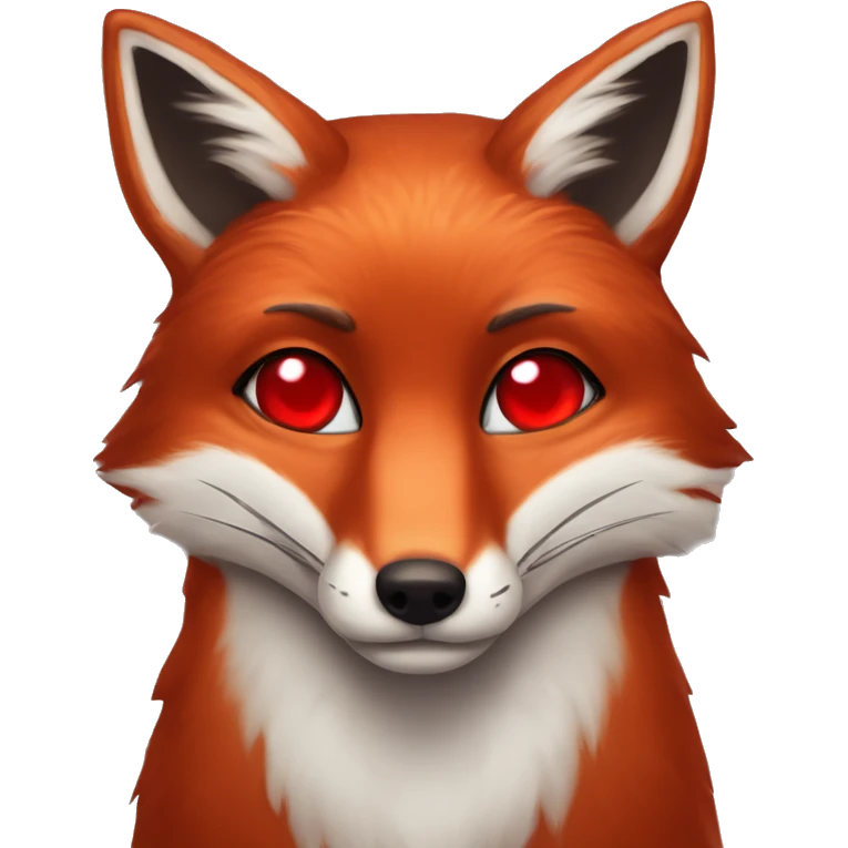 dark red fox face with tiny red heart instead of eyes emoji