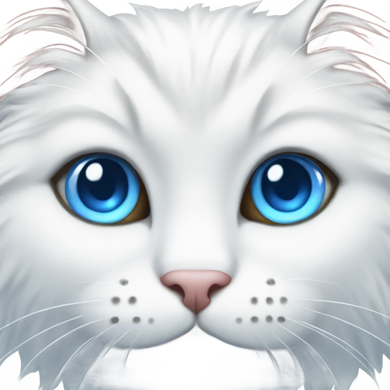 fluffy white cat with blue eyes  emoji