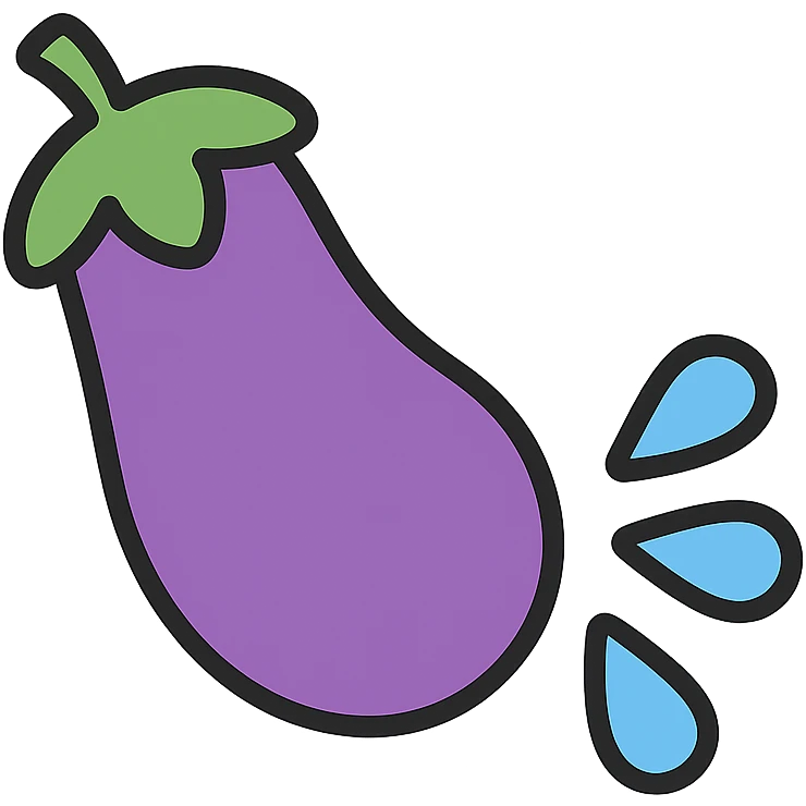 eggplant squirting water droplets colored icon emoji