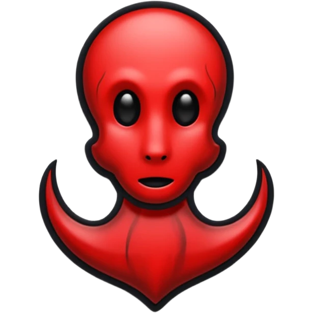 iOS sticker, dark mark, black shape, red dot, minimal emoji