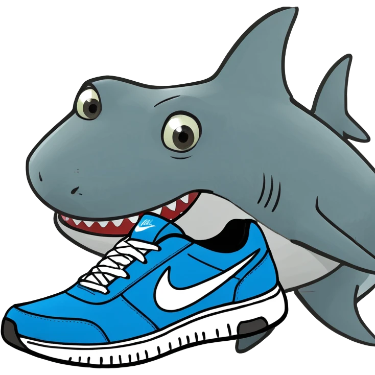 shark eith three legs and blue nike sneakers emoji