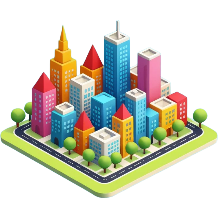 3d cute simple minimalist city emoji