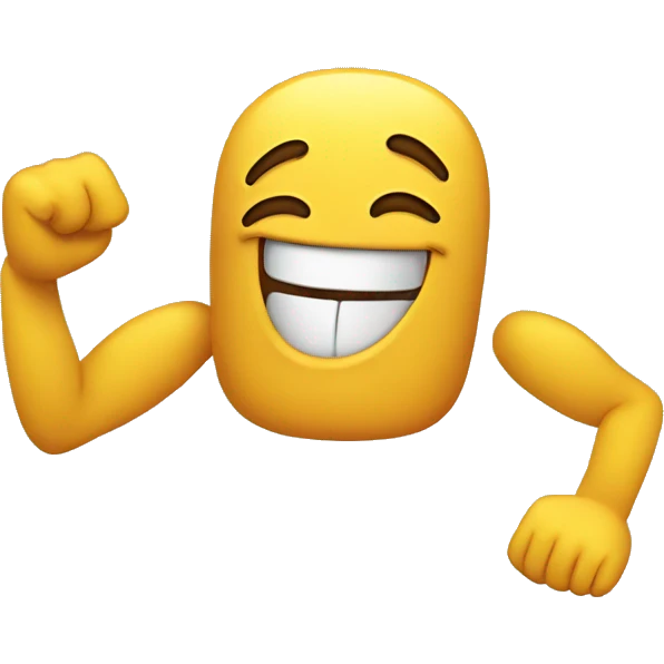 Laugh emoji with arms emoji