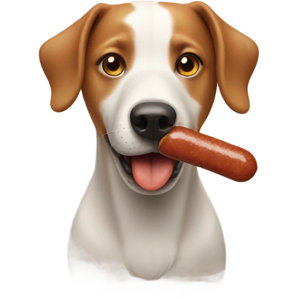 Dog eating sausage  emoji