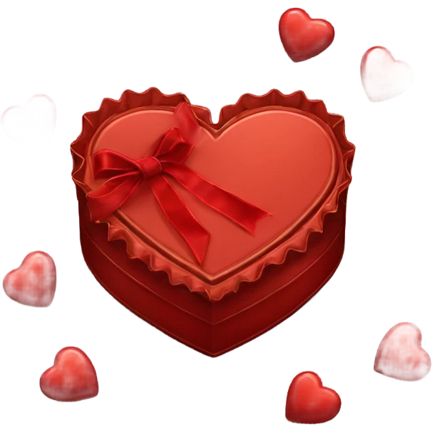 red frilly vintage heart-shaped box of chocolates emoji