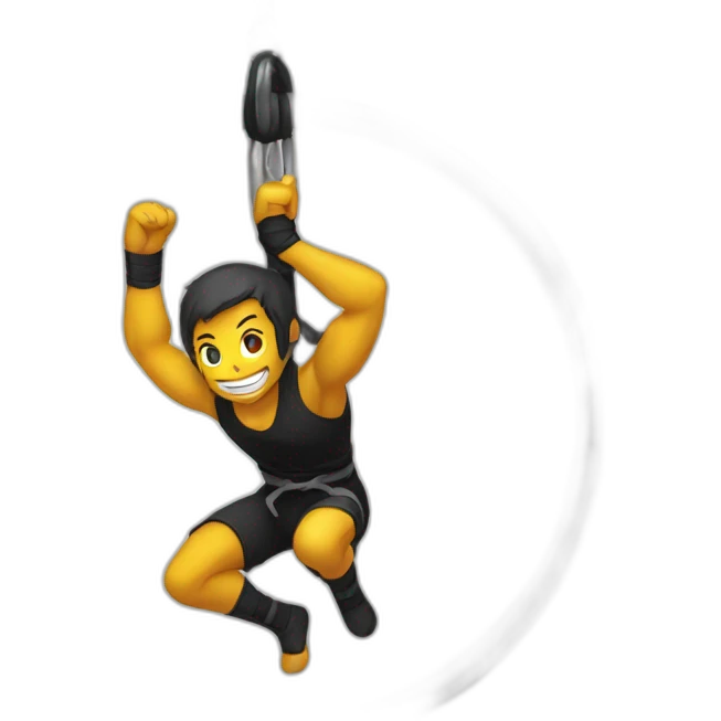 Ninja Warrior athlete, hanging from rings emoji