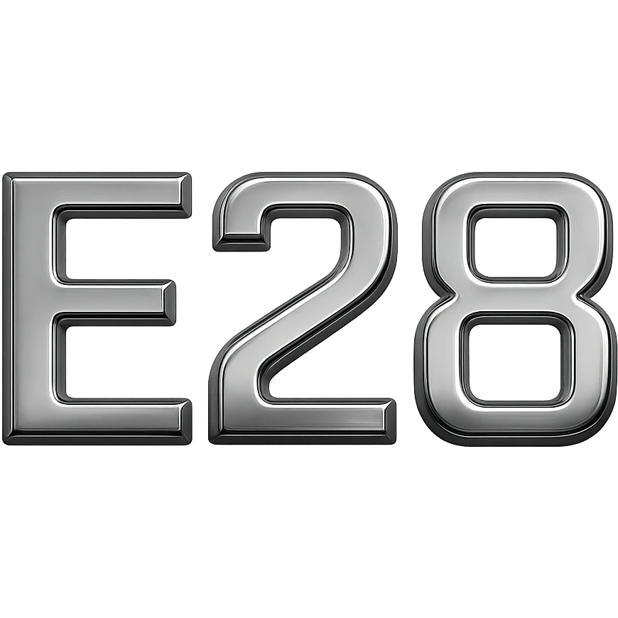 3D chrome letter 'E28' emoji