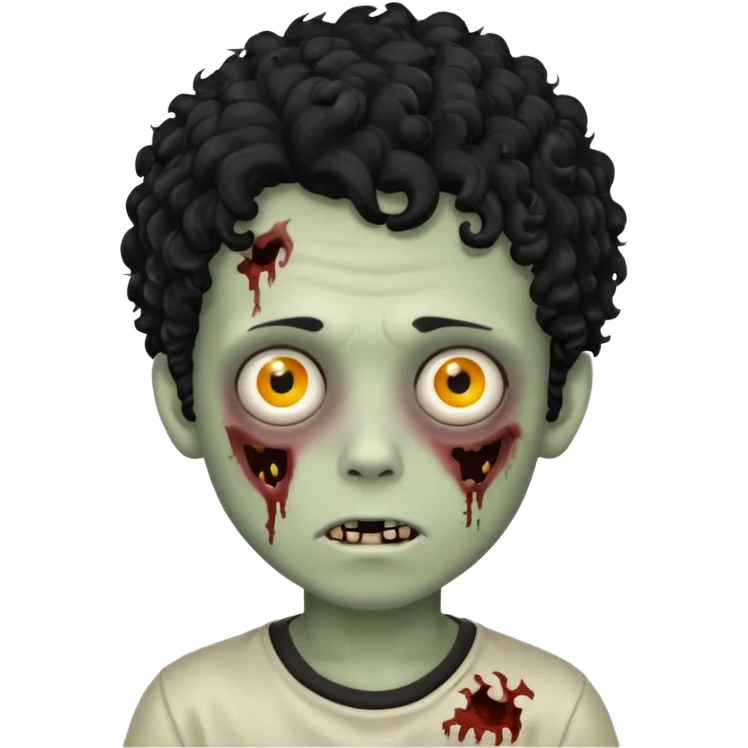 boy zombie with black curly hear emoji
