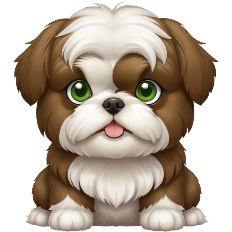brown and white shih tzu dog with olive green eyes emoji