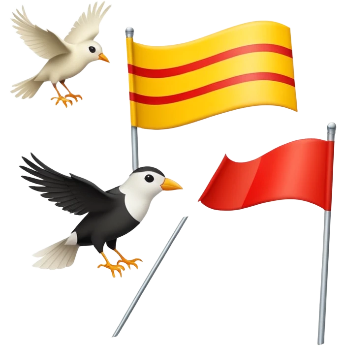 drapeau de Lorraine (fond jaune, une bande diagonale rouge dans laquelle se trouvent 3 silhouettes blanche d'oiseaux) emoji